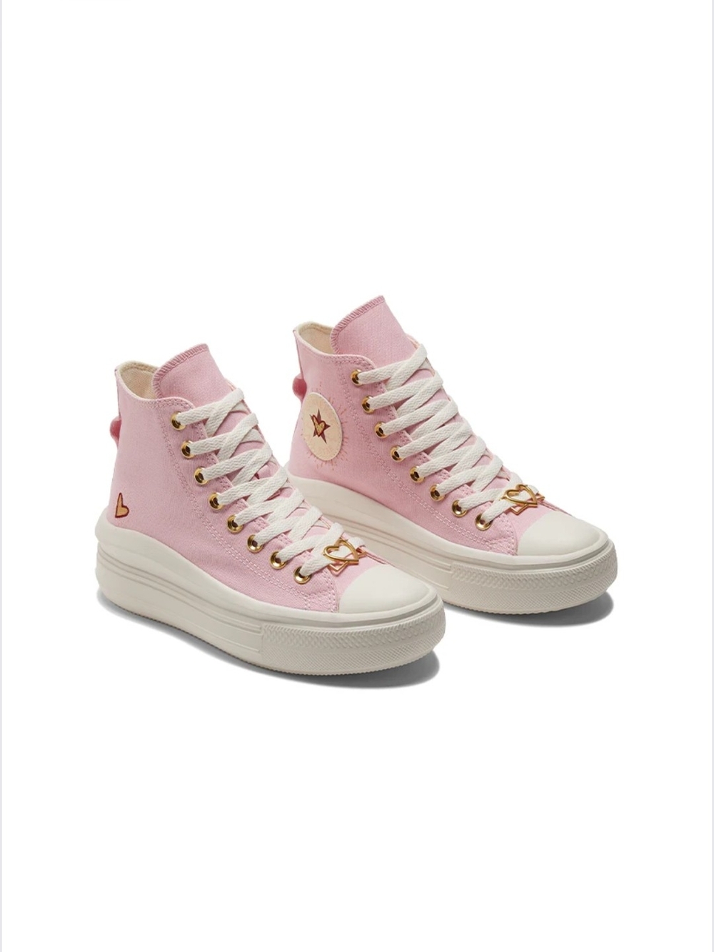 Converse Pink High-Top Canvas Sneakers with Gold Hardware
